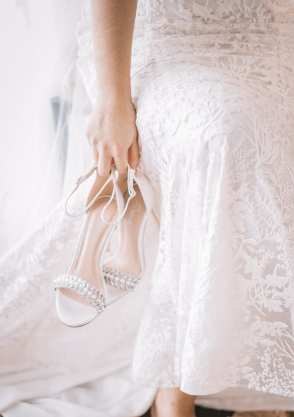 Clean wedding shoes for bride
