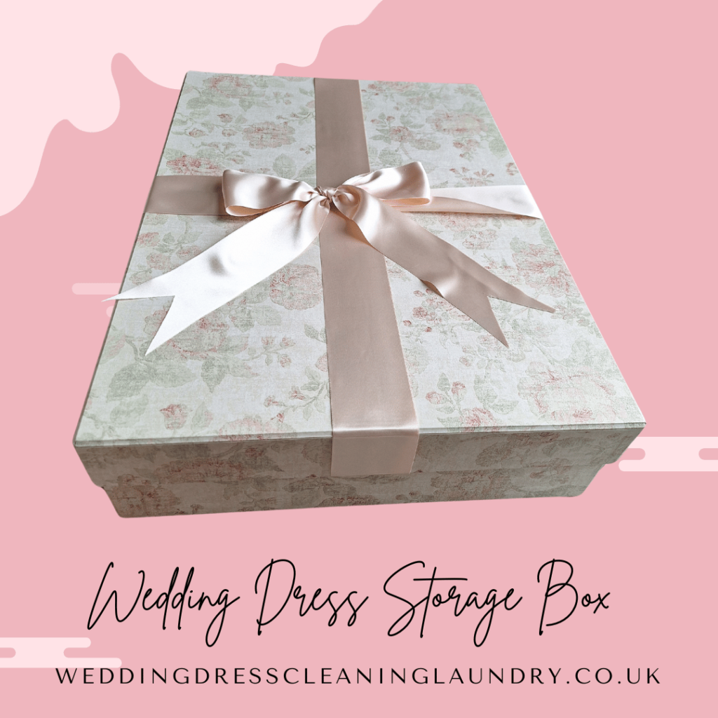 A durable white storage box for wedding dresses, ideal for UK brides.