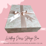 A durable white storage box for wedding dresses, ideal for UK brides.