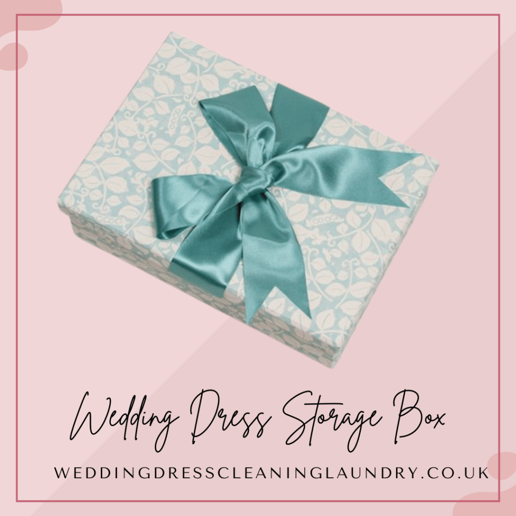 A high-quality wedding dress box for local preservation solutions with light blue ribbon