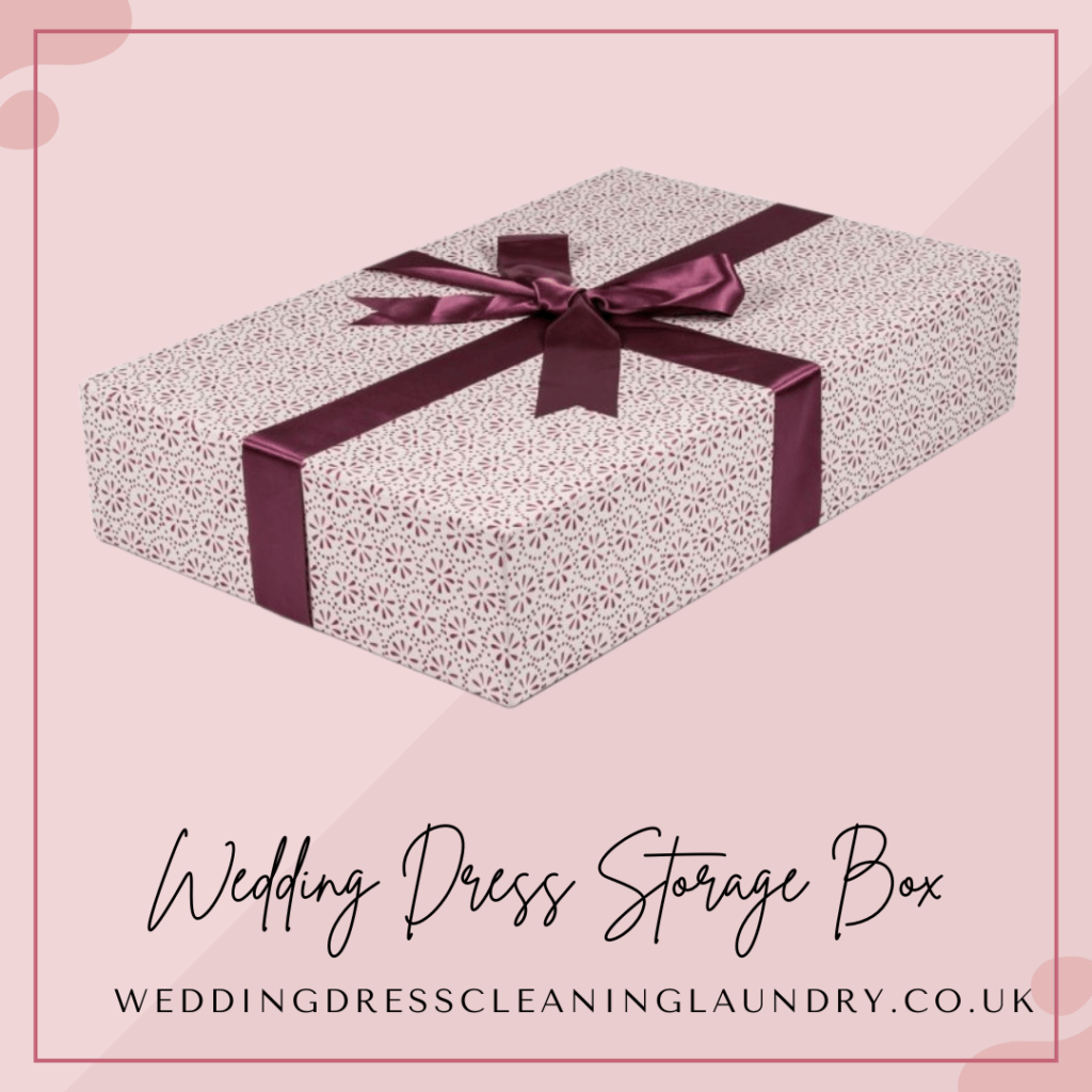 An acid-free bridal dress box in London, designed for long-term preservation.