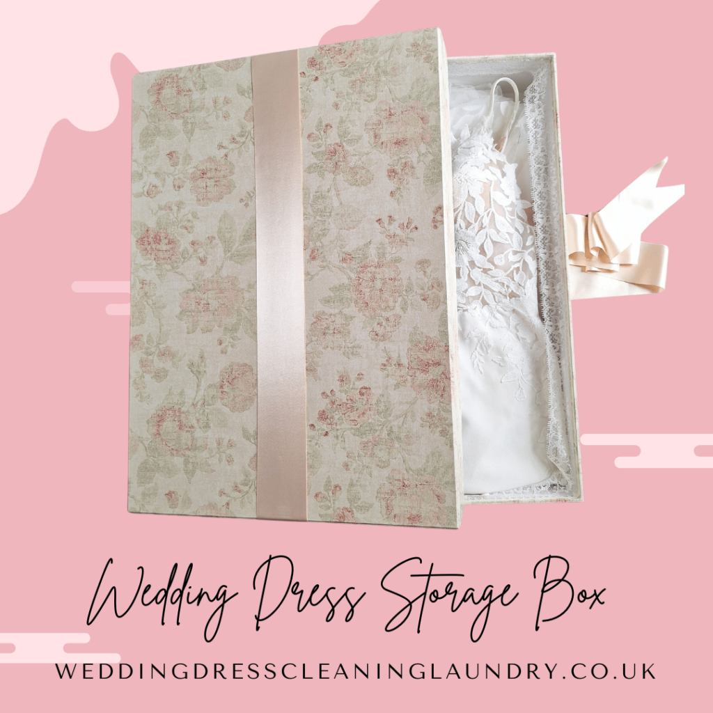 A beautifully crafted white wedding dress box designed for UK brides. Premium Wedding Dress Box UK