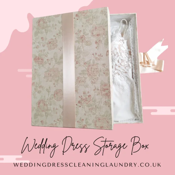 A beautifully crafted white wedding dress box designed for UK brides. Premium Wedding Dress Box UK