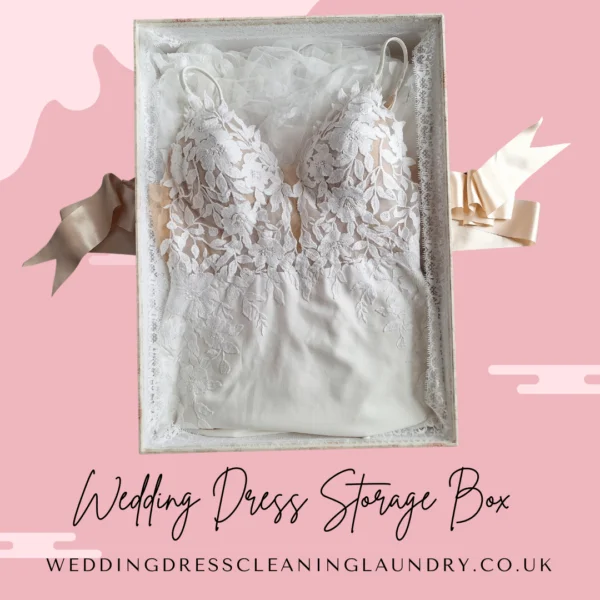 A high-quality white storage box for wedding dresses, designed for UK brides.