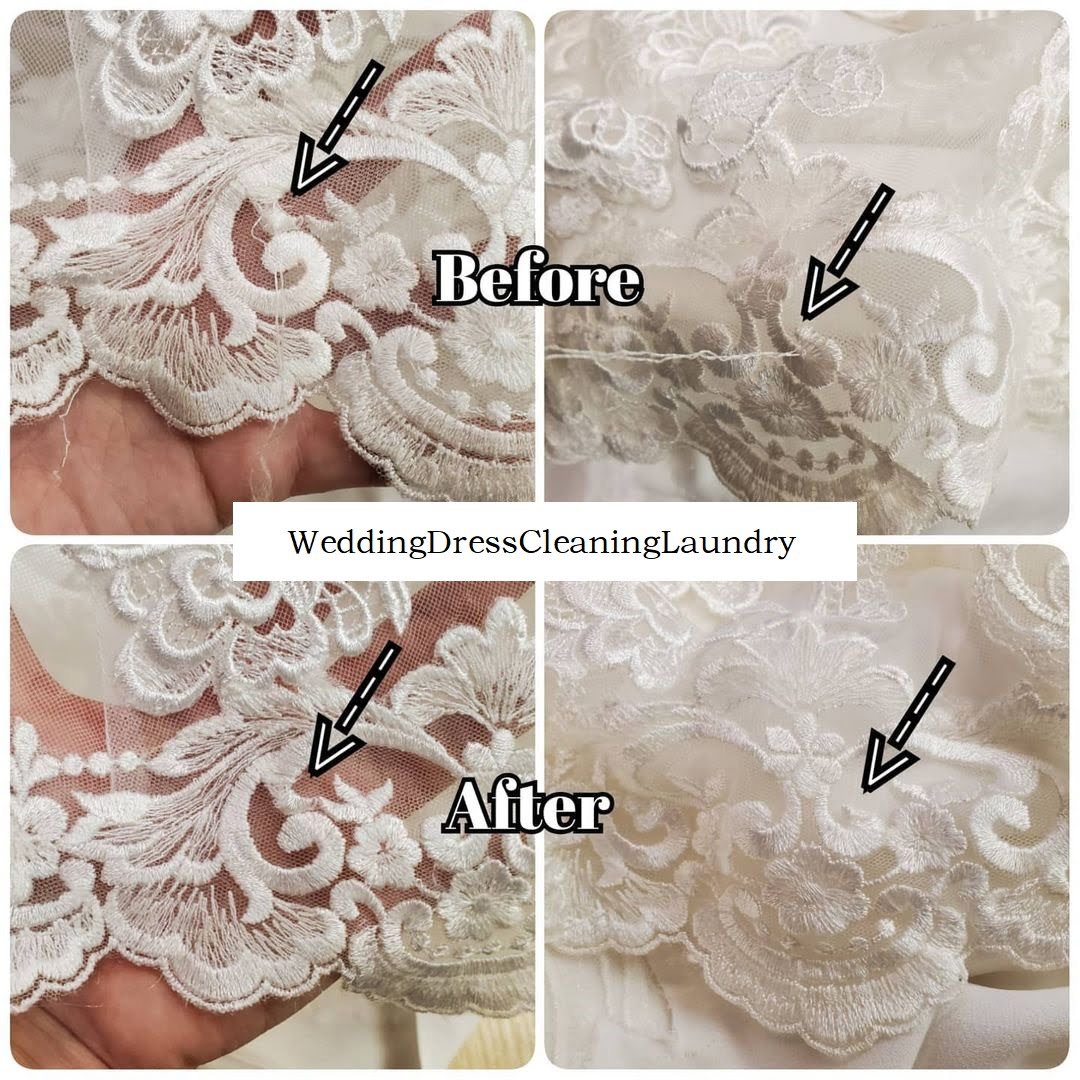 UK brides cleaning a wedding dress at home